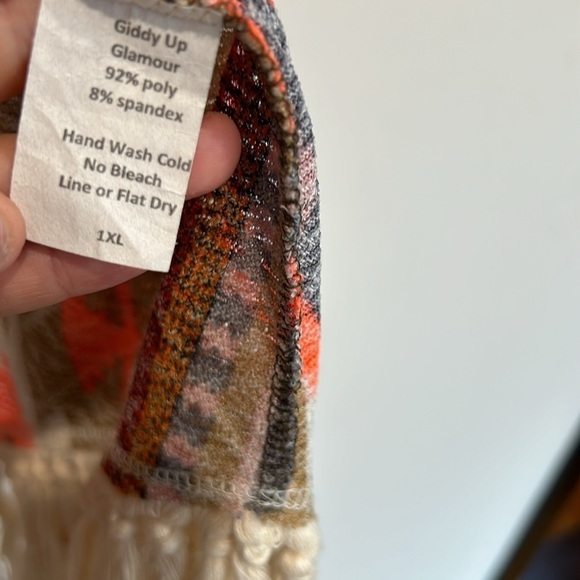 Giddy up glamour south western bohemian Aztec duster vest women’s size 1x - Picture 9 of 10